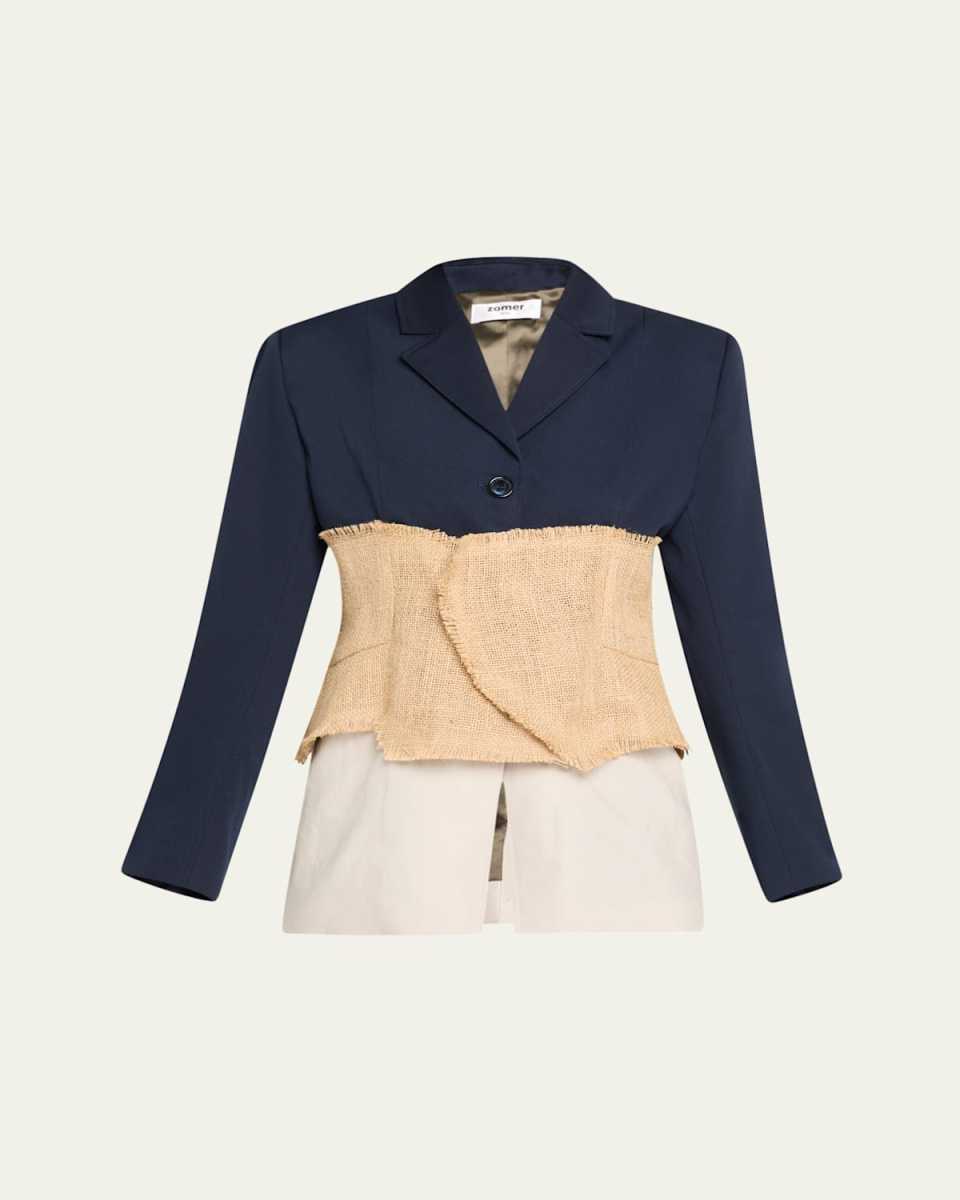 Goun Mixed-Fabric Tailored Jacket
